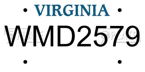 WMD2579 Virginia License Plate