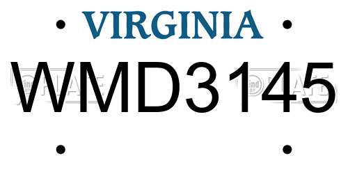 WMD3145 Virginia License Plate