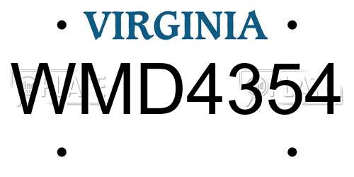 WMD4354 Virginia License Plate