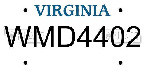 WMD4402 Virginia License Plate