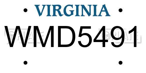 WMD5491 Virginia License Plate