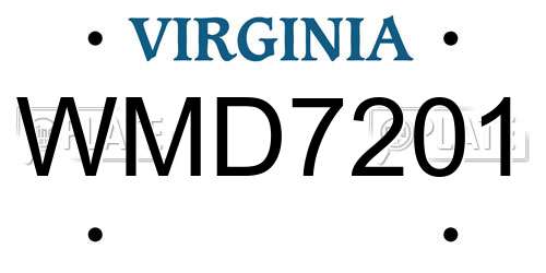 WMD7201 Virginia License Plate