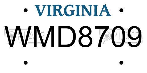 WMD8709 Virginia License Plate