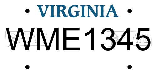 WME1345 Virginia License Plate