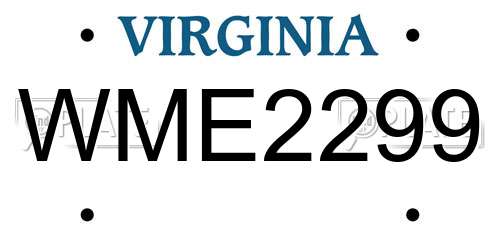 WME2299 Virginia License Plate