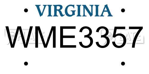 WME3357 Virginia License Plate