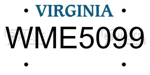 WME5099 Virginia License Plate