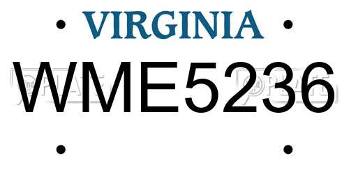 WME5236 Virginia License Plate