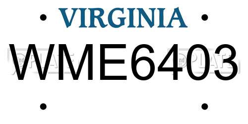 WME6403 Virginia License Plate