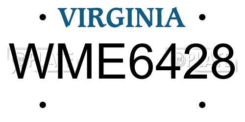 WME6428 Virginia License Plate