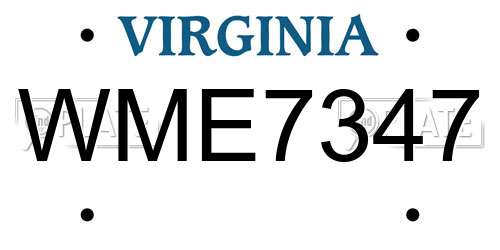 WME7347 Virginia License Plate