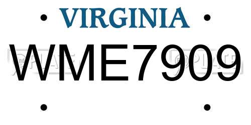 WME7909 Virginia License Plate