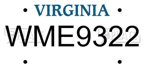 WME9322 Virginia License Plate