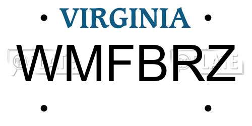 WMFBRZ Virginia License Plate
