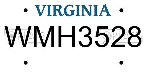 WMH3528 Virginia License Plate