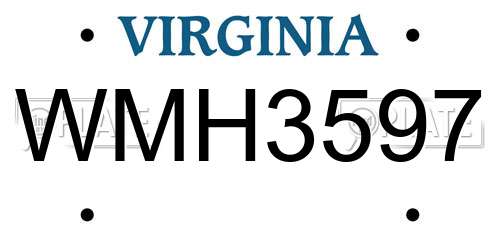 WMH3597 Virginia License Plate