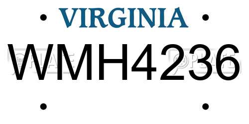 WMH4236 Virginia License Plate