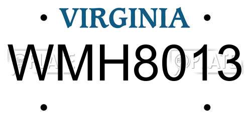WMH8013 Virginia License Plate