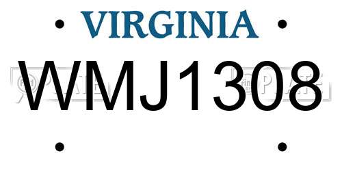 WMJ1308 Virginia License Plate