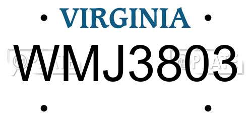 WMJ3803 Virginia License Plate