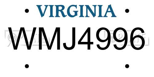 WMJ4996 Virginia License Plate