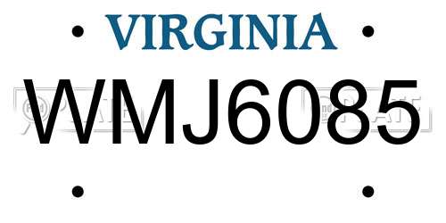 WMJ6085 Virginia License Plate