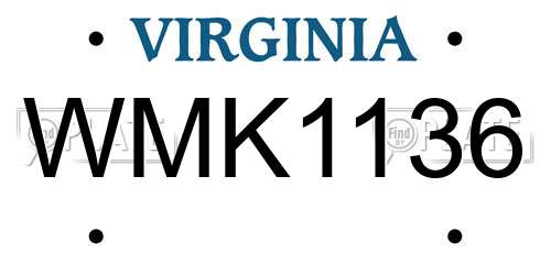 WMK1136 Virginia License Plate