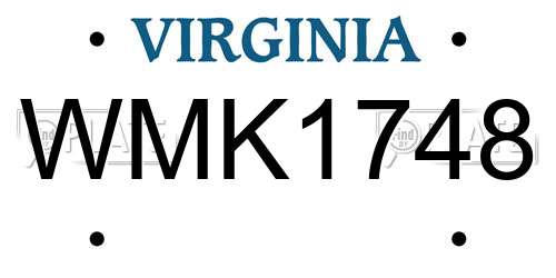 WMK1748 Virginia License Plate