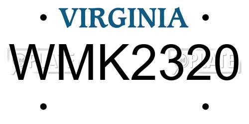 WMK2320 Virginia License Plate