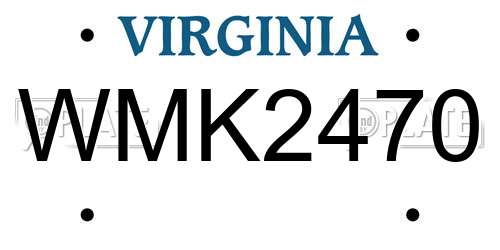 WMK2470 Virginia License Plate