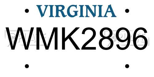 WMK2896 Virginia License Plate
