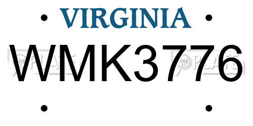 WMK3776 Virginia License Plate