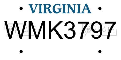 WMK3797 Virginia License Plate