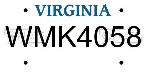WMK4058 Virginia License Plate