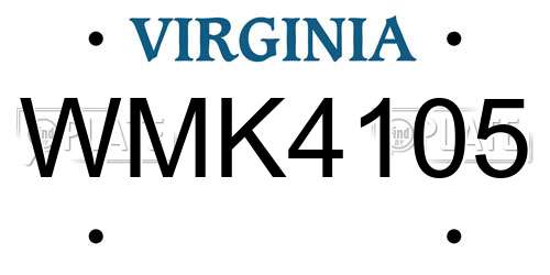 WMK4105 Virginia License Plate