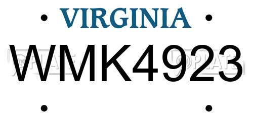 WMK4923 Virginia License Plate