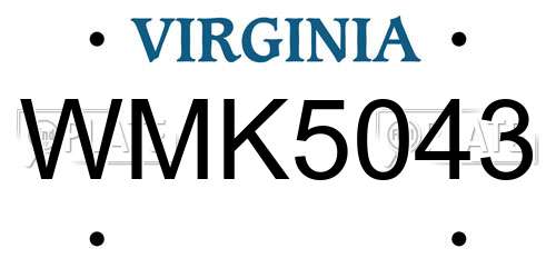 WMK5043 Virginia License Plate