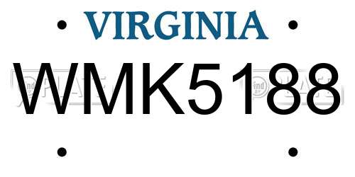 WMK5188 Virginia License Plate