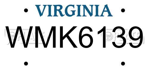 WMK6139 Virginia License Plate