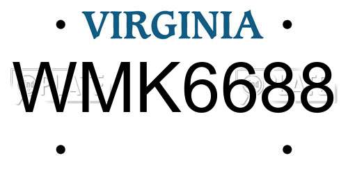 WMK6688 Virginia License Plate
