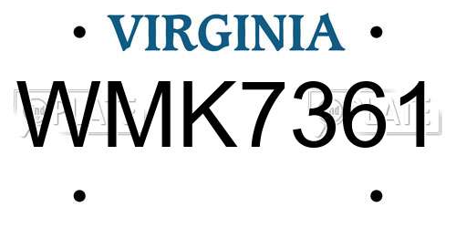 WMK7361 Virginia License Plate