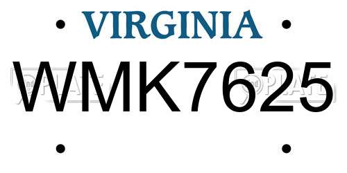 WMK7625 Virginia License Plate