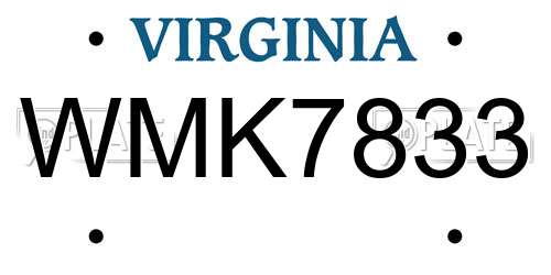 WMK7833 Virginia License Plate