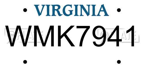 WMK7941 Virginia License Plate