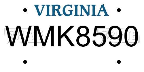 WMK8590 Virginia License Plate