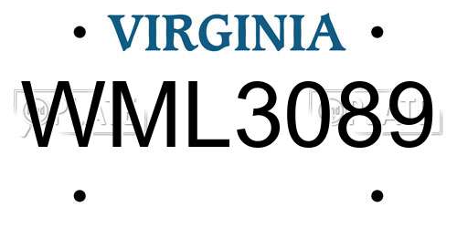 WML3089 Virginia License Plate