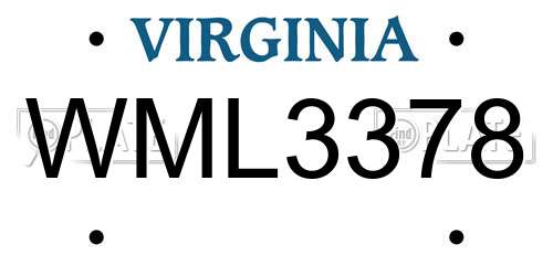 WML3378 Virginia License Plate
