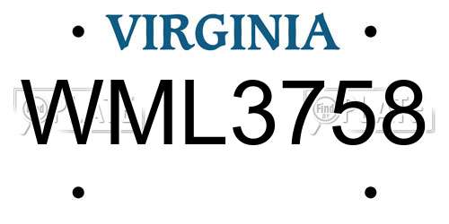 WML3758 Virginia License Plate