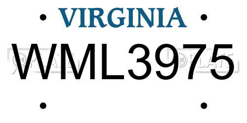 WML3975 Virginia License Plate