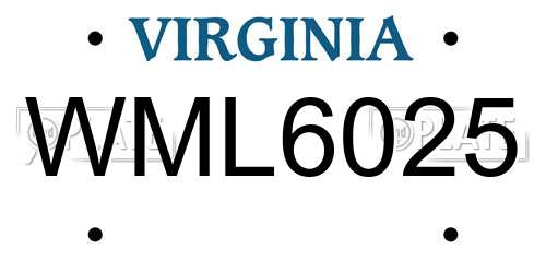 WML6025 Virginia License Plate